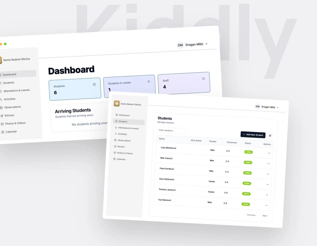 Kiddly interfaces designed and developed by HTG
