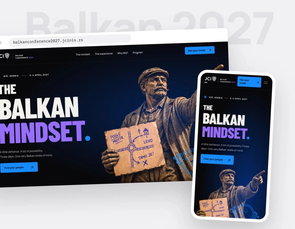 JCI Balkan Conference product and interface screens